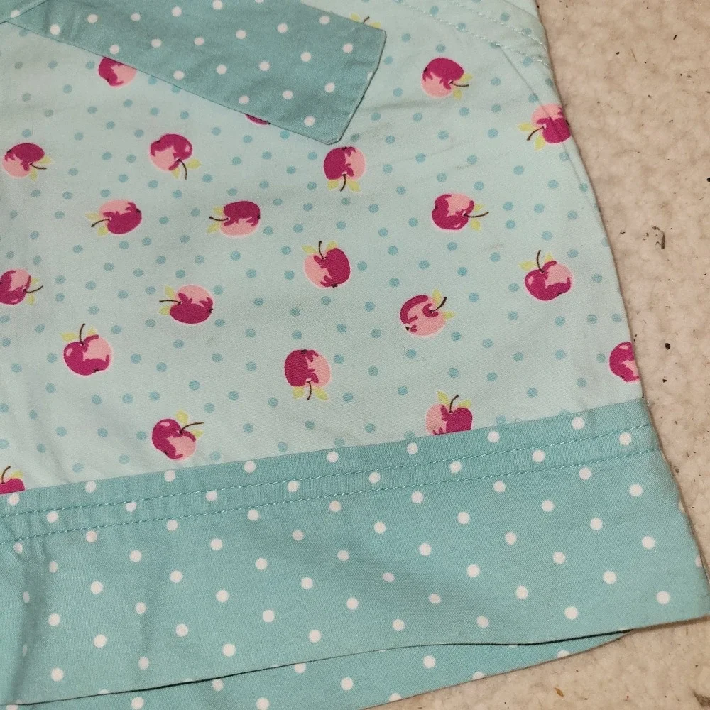 Gymboree Apple Print Polka Dot Shorts Girls Size 6 Plus Blue Bow Waist...‎